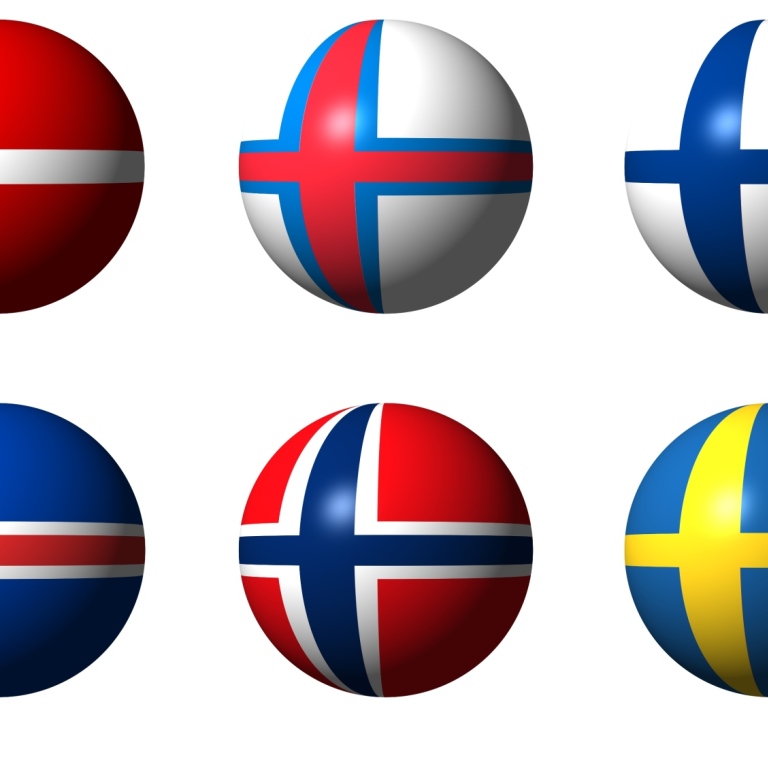 Runda flaggor Danmark, Färöarna Finland Island Norge Sverige